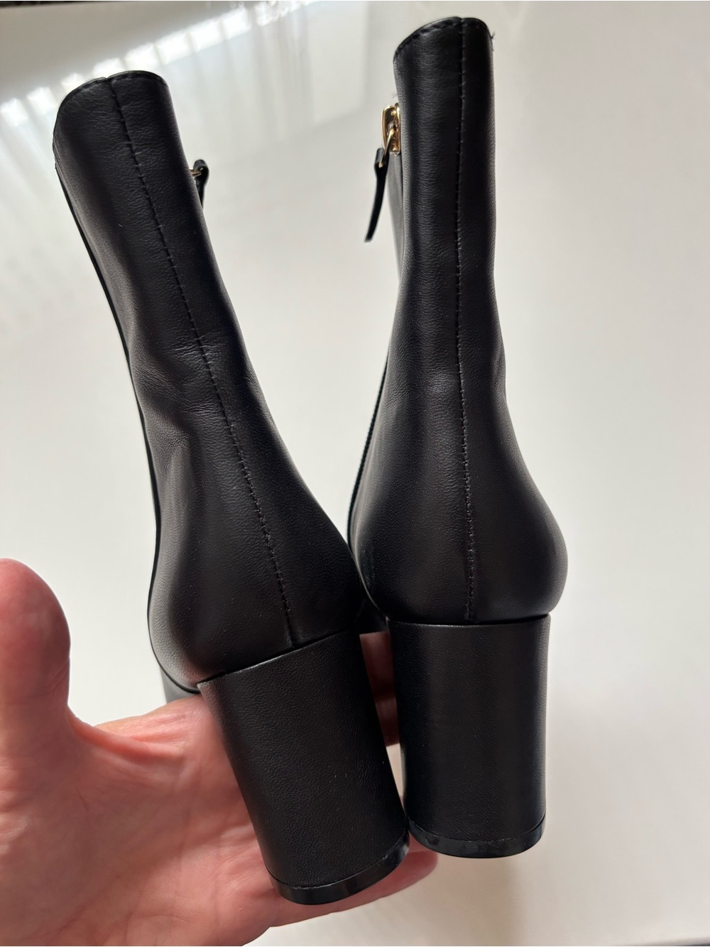 J. Crew Sadie Black Leather Pointed Heeled Ankle Boots- size 6 New Without Box - Picture 3 of 7